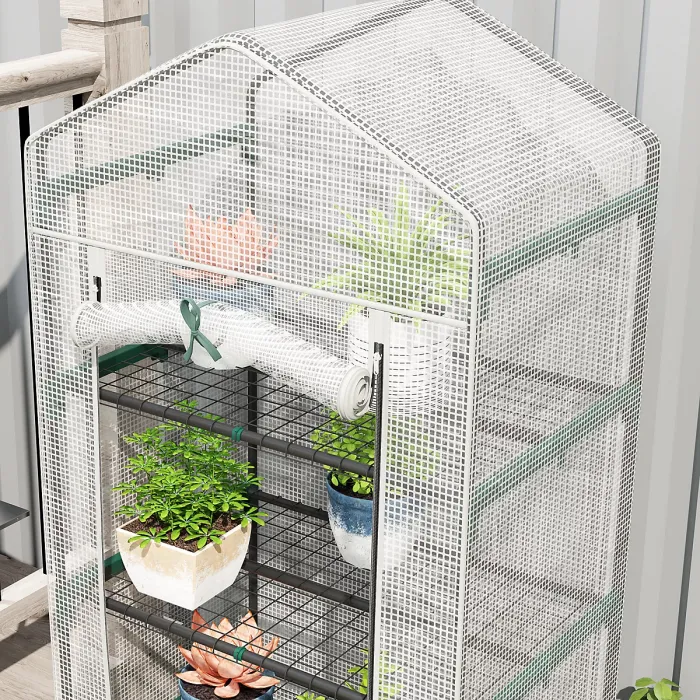 Chilli 193cm Five Shelf Mini Greenhouse - White