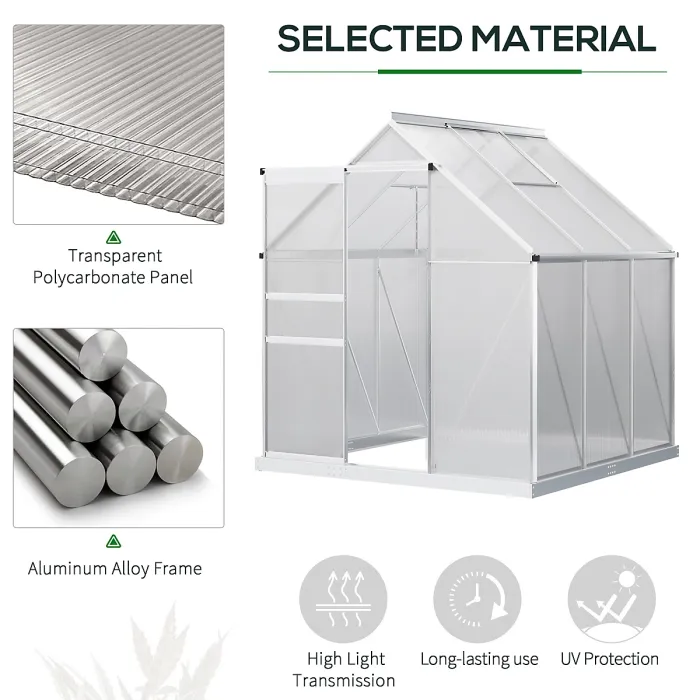Chilli 190 x 190cm Walk-In Polycarbonate Greenhouse