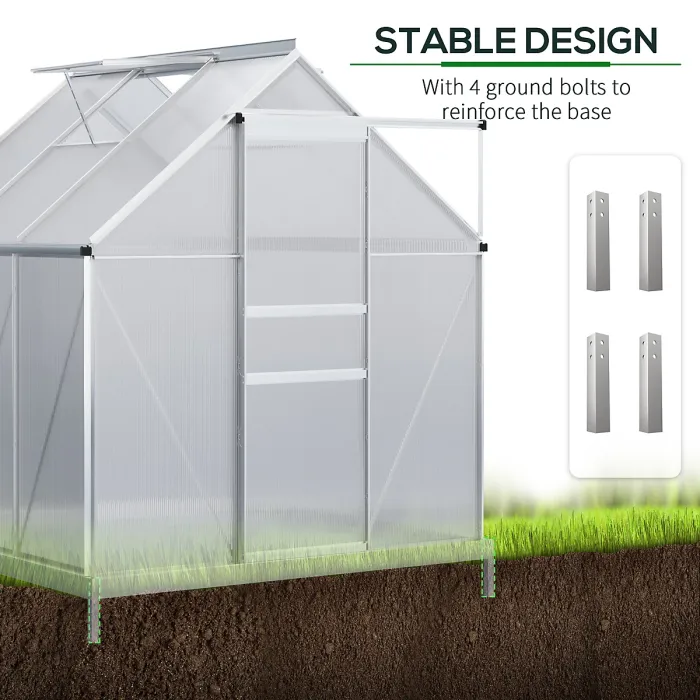 Chilli 190 x 190cm Walk-In Polycarbonate Greenhouse