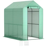 Chilli 120 x 186cm Walk-In Greenhouse, with Shelves - Green