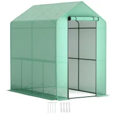Chilli 120 x 186cm Walk-In Greenhouse, with Shelves - Green