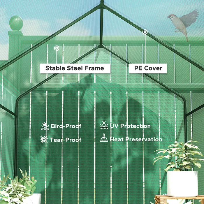 Chilli 120 x 186cm Walk-In Greenhouse, with Shelves - Green