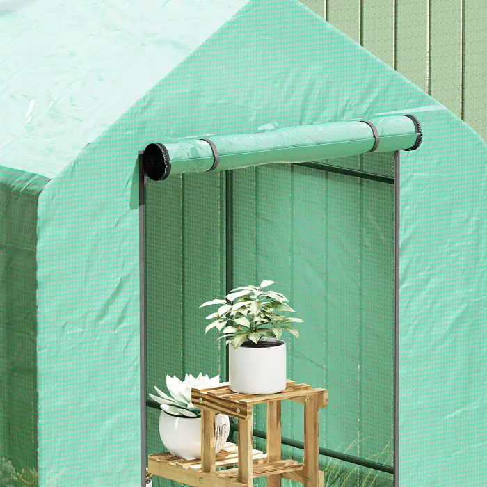 Chilli 120 x 186cm Walk-In Greenhouse, with Shelves - Green