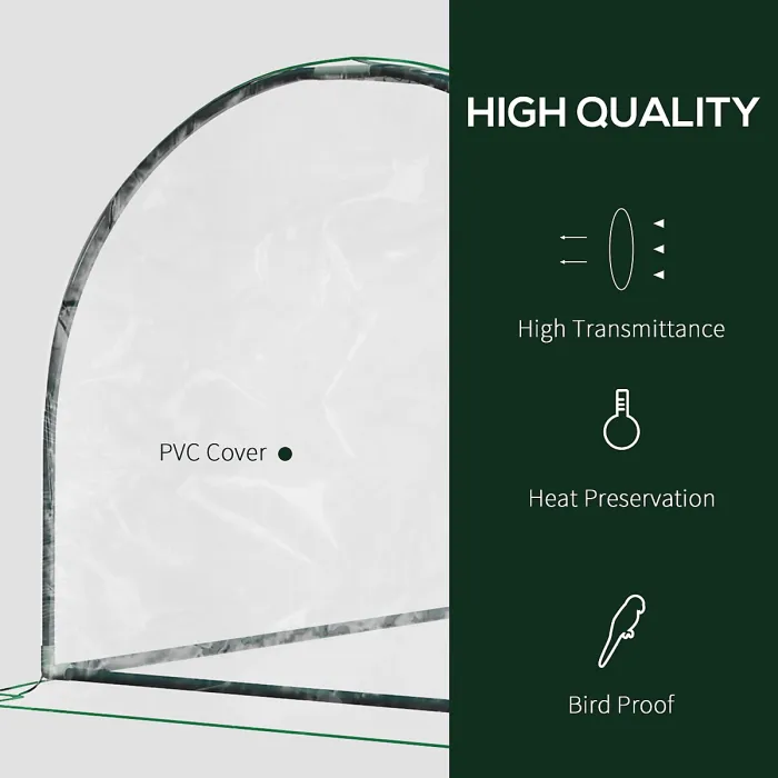 Chilli Set of 2 Tunnel Greenhouse, Green Grow House with Roll-up Door, Steel Frame, Plastic Cover for Garden, Outdoor