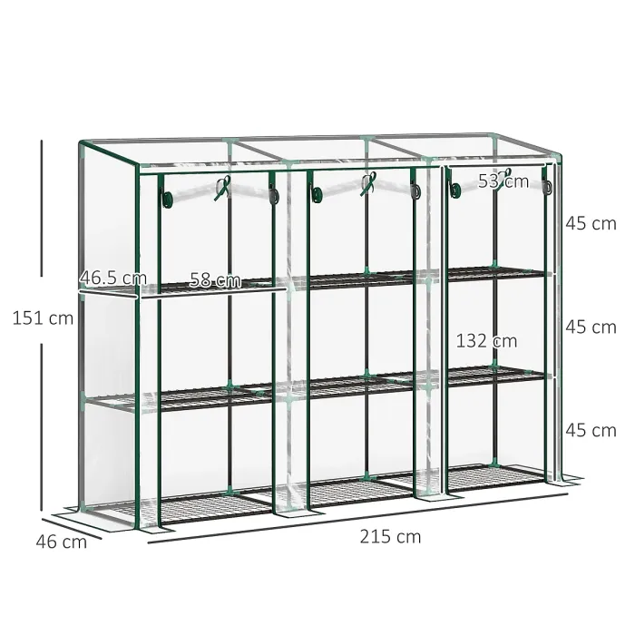 Chilli 46 x 215cm Nine-Shelf Greenhouse