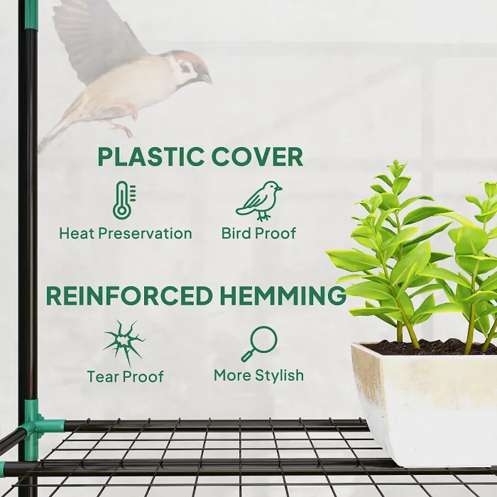 Chilli 46 x 215cm Nine-Shelf Greenhouse