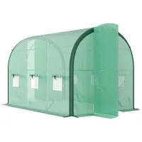 Chilli 3 x 2(m) Polytunnel Greenhouse, with Windows and Doors - Green