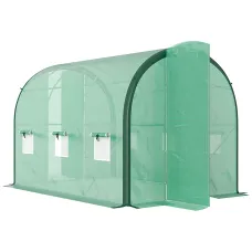 Chilli 3 x 2(m) Polytunnel Greenhouse, with Windows and Doors - Green