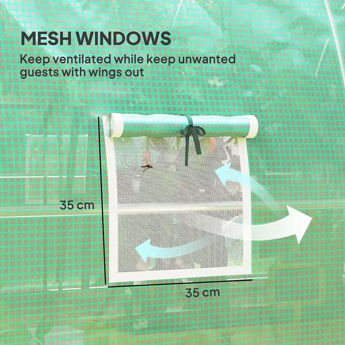 Chilli 3 x 2(m) Polytunnel Greenhouse, with Windows and Doors - Green