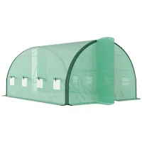 Chilli 4 x 3(m) Polytunnel Greenhouse, with Windows and Doors - Green