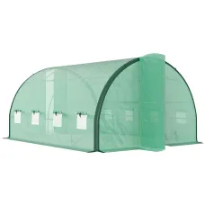 Chilli 4 x 3(m) Polytunnel Greenhouse, with Windows and Doors - Green