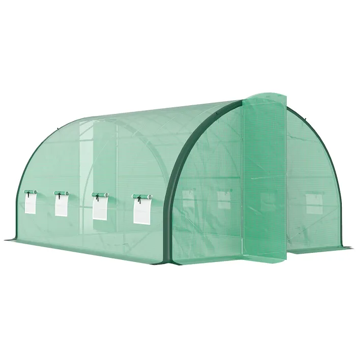 Chilli 4 x 3(m) Polytunnel Greenhouse, with Windows and Doors - Green