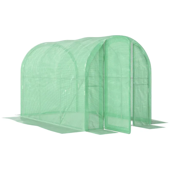 Chilli 3 x 2 x 2m Polytunnel Greenhouse with Hinged Door, Walk-in Grow House Tent with PE Cover and Galvanised Steel Frame, Green