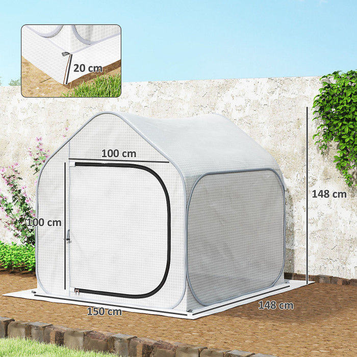 Chilli 150 x 148cm Pop-Up Greenhouse - White