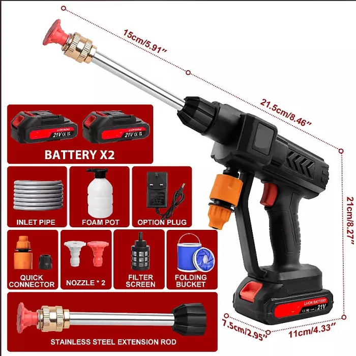 CISIVIS Cordless High Pressure Washer Cleaner Gun with 2 Batteries & Accessories