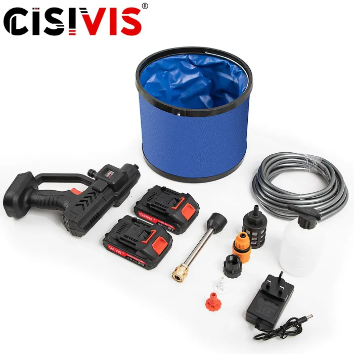 CISIVIS Cordless High Pressure Washer Cleaner Gun with 2 Batteries & Accessories