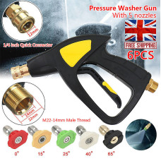 High Pressure Washer Spray Gun with 5 Nozzle Tips - Ideal for Car, Patio & Decking Cleaning