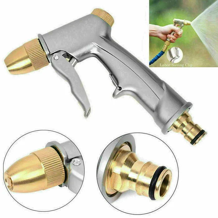 Durable Metal High Pressure Water Spray Gun with Adjustable Brass Nozzle for Garden & Car Wash