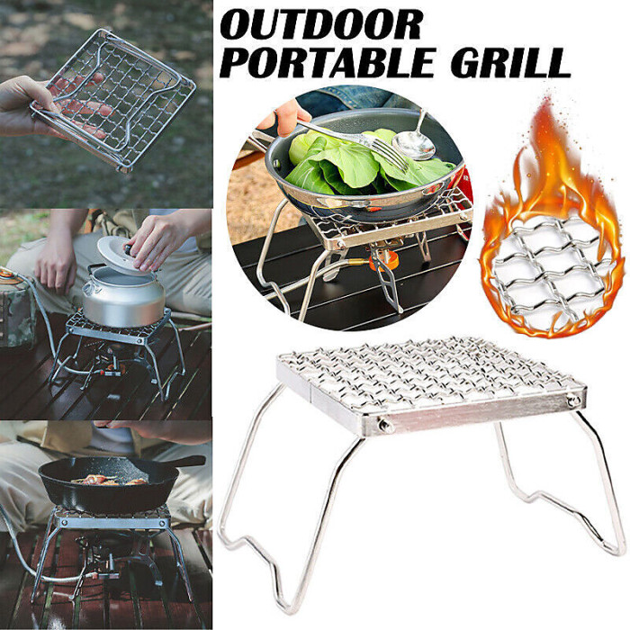 Portable Campfire Mini Folding Grill Rack Stainless Steel Barbecue Stand Rack UK