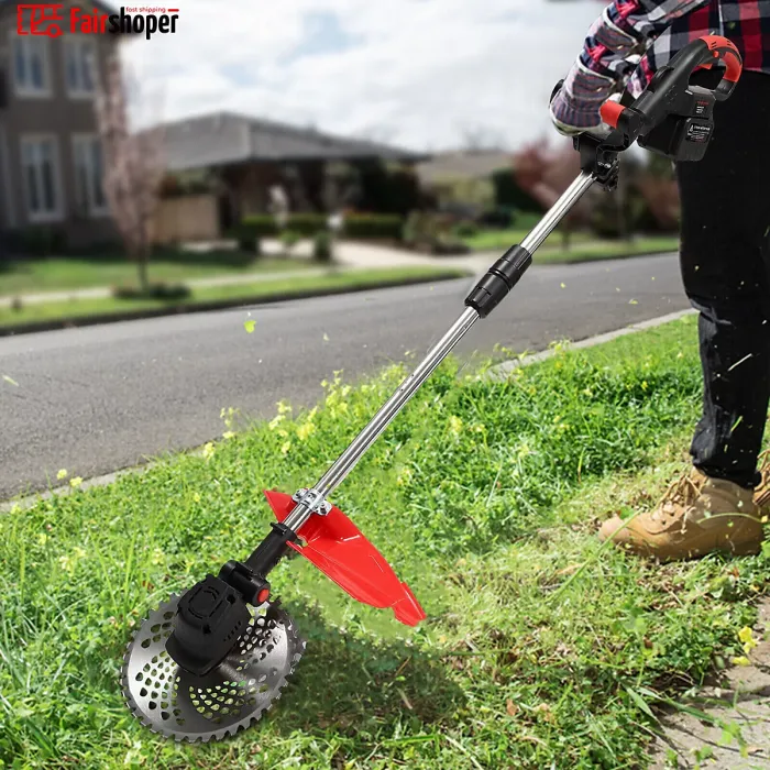 21V Cordless Strimmer & Brushcutter Kit with 2x 30Ah Batteries, Blades & Accessories