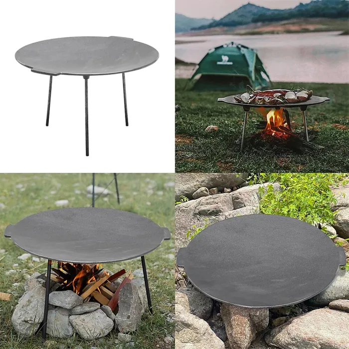 Cast Iron Stand Griddle Hot Plate BBQ Grill Cooking Camping Barbecue Party 17''