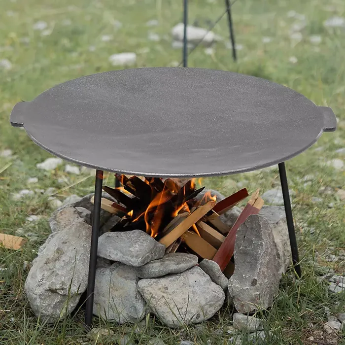 Cast Iron Stand Griddle Hot Plate BBQ Grill Cooking Camping Barbecue Party 17''