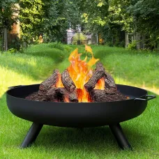 24" Round Fire Pit Folding Patio Garden Bowl Outdoor Camping Heater Log Burner