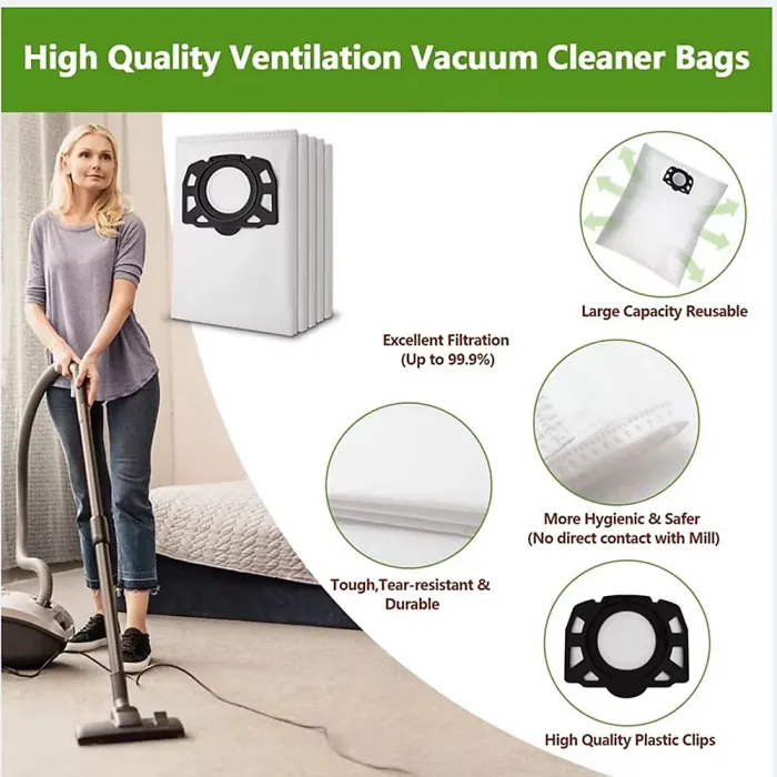 6 Pack Fleece Cloth Dust Bags fit Karcher WD2 PLUS WD3 KWD1 KWD3 WD3 Wet & Dry