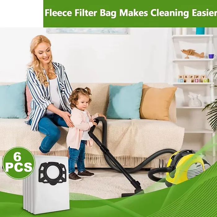 6 Pack Fleece Cloth Dust Bags fit Karcher WD2 PLUS WD3 KWD1 KWD3 WD3 Wet & Dry