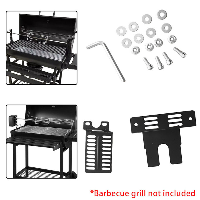 BBQ Grill Rotisserie Motor Brackets Kits Easy to Install Rotisserie Rod Rack