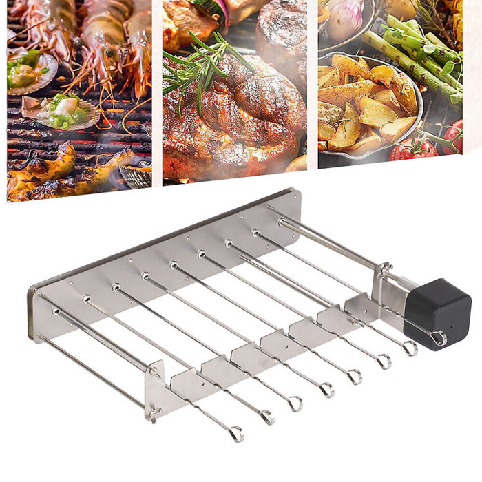 BBQ Barbecue Rotisserie Grill Rack Stainless Steel Grill Skewer Rack USB Motor