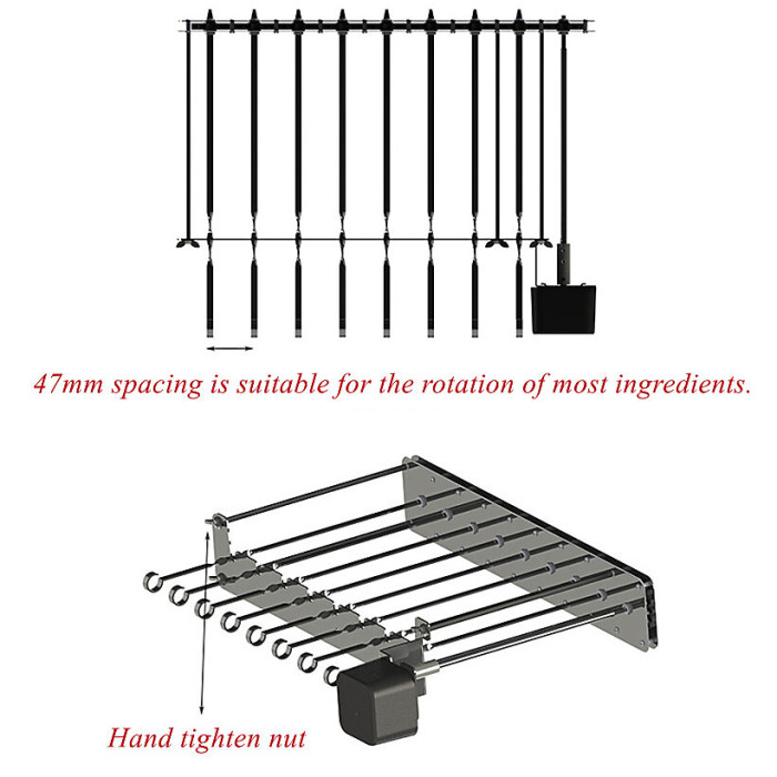 BBQ Barbecue Rotisserie Grill Rack Stainless Steel Grill Skewer Rack USB Motor