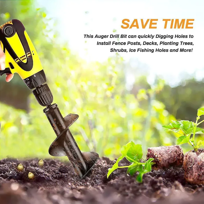 Auger Drill Bit Spiral Planting Garden Soil Digger Hole Earth Yard Bulb Tool UK