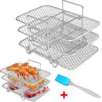 Air Fryer Rack & Grill Stick Stainless Steel Double Basket Accessorie for Ninja
