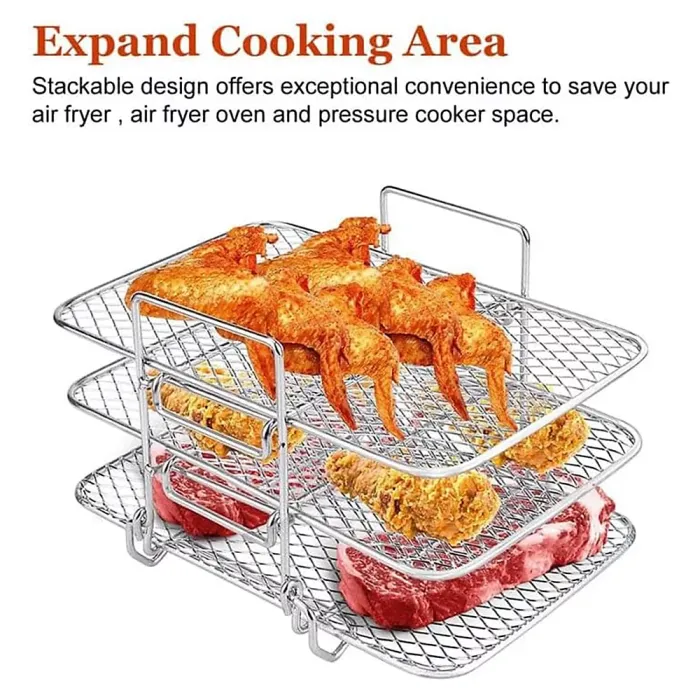 Air Fryer Rack & Grill Stick Stainless Steel Double Basket Accessorie for Ninja