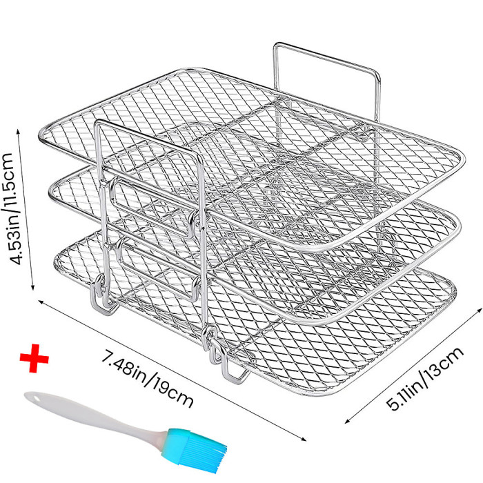 Air Fryer Rack & Grill Stick Stainless Steel Double Basket Accessorie for Ninja