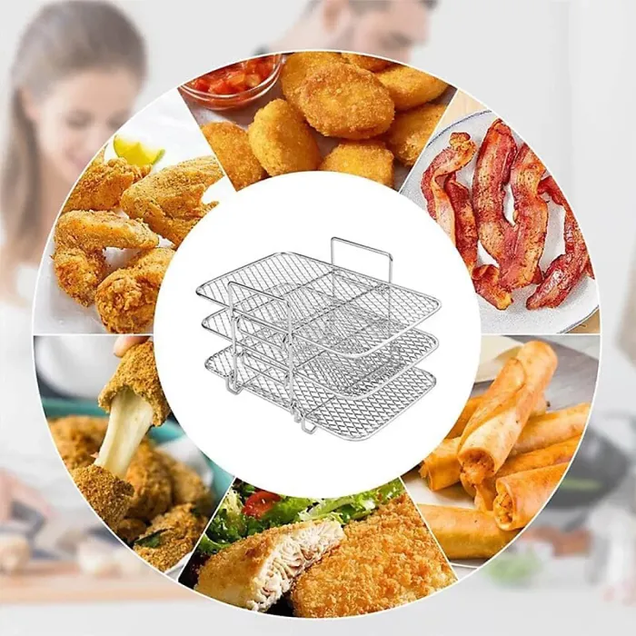 Air Fryer Rack & Grill Stick Stainless Steel Double Basket Accessorie for Ninja