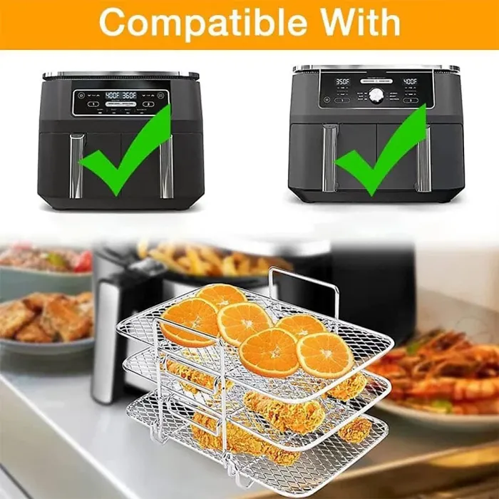Air Fryer Rack & Grill Stick Stainless Steel Double Basket Accessorie for Ninja