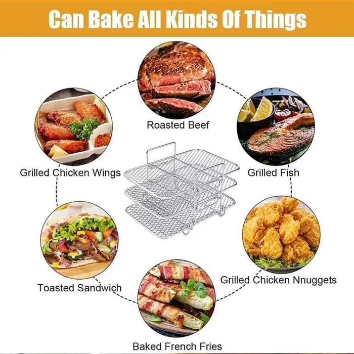 Air Fryer Rack & Grill Stick Stainless Steel Double Basket Accessorie for Ninja