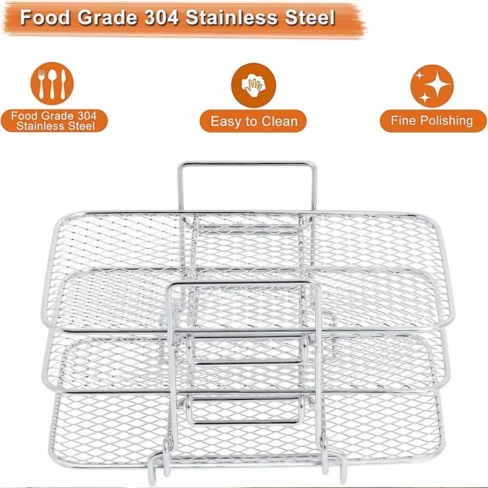 Air Fryer Rack & Grill Stick Stainless Steel Double Basket Accessorie for Ninja