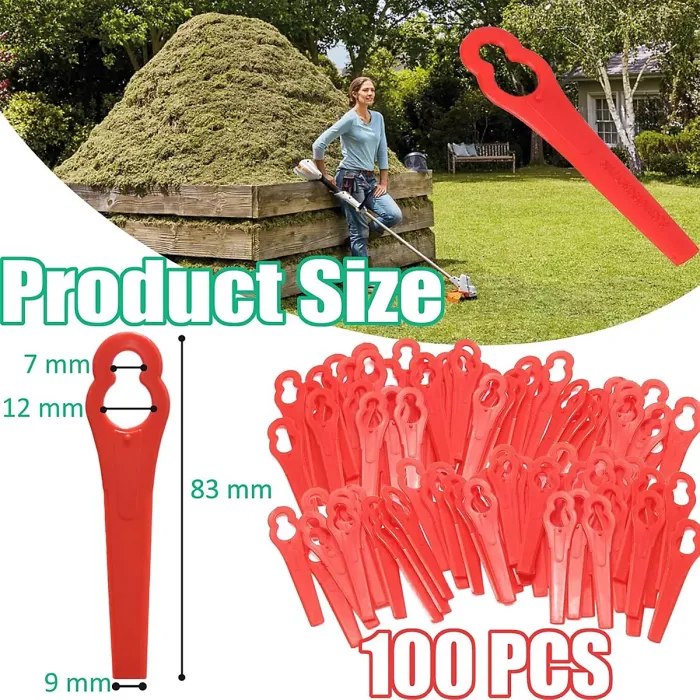 100X Plastic Blade Set Cutter For Cordless Grass Trimmer Strimmer Replacement UK