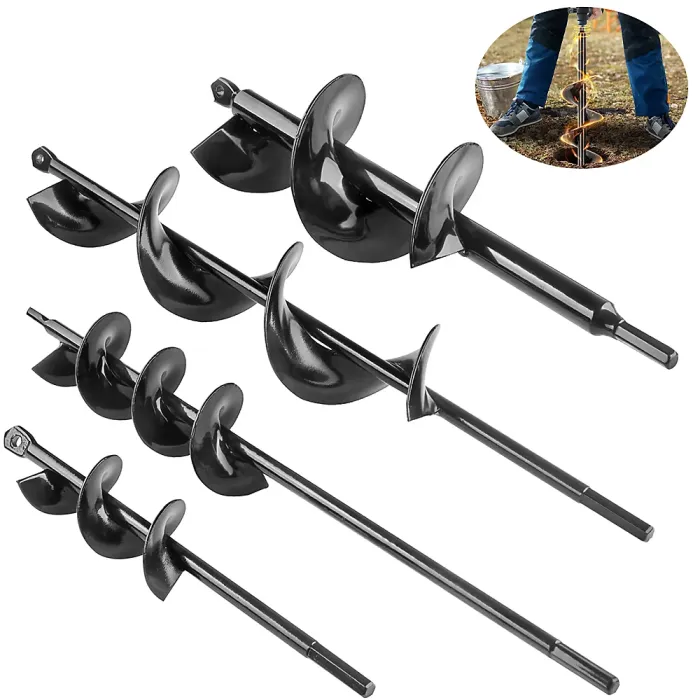 4Pcs/set Auger Spiral Drill Bit Garden Yard Planting Post Hole Digger Tool