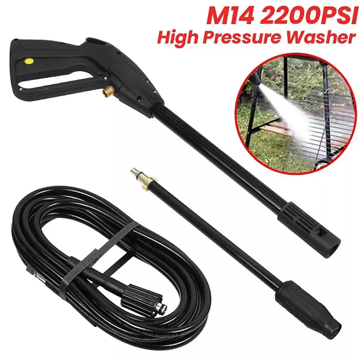 M14 High Pressure Power Washer Spray Gun Jet Lance Trigger Wash Wand 8M Hose kit