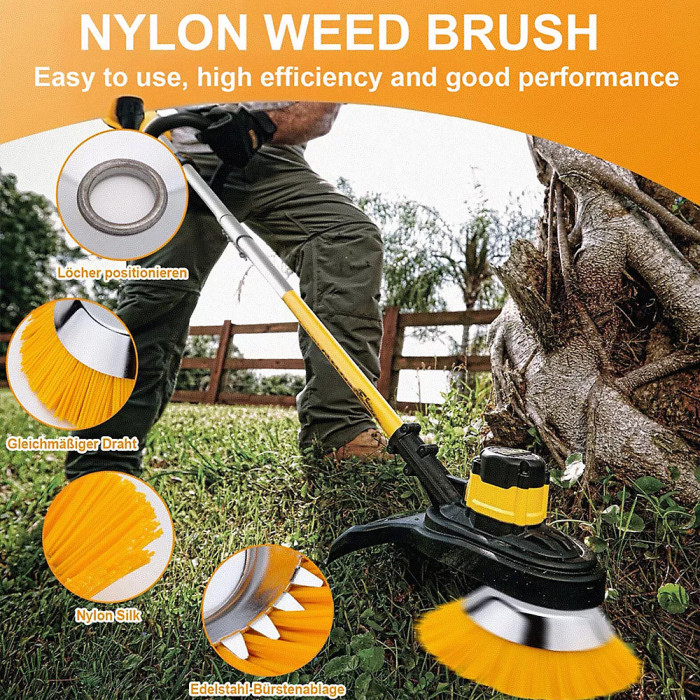 8 Inch Nylon Brushcutter Strimmer Brush Head For Moss and Path Weed Removal