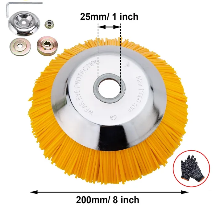 8 Inch Nylon Brushcutter Strimmer Brush Head For Moss and Path Weed Removal