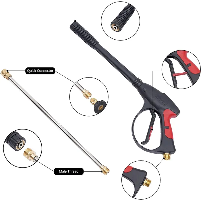 Pressure Washer Spray Gun and Washing Hose Kit For Car Jet Lance 4000PSI High