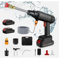 2 Battery Portable Cordless Car High Pressure Washer Jet Water Wash Cleaner Gun