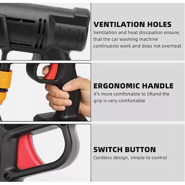 2 Battery Portable Cordless Car High Pressure Washer Jet Water Wash Cleaner Gun