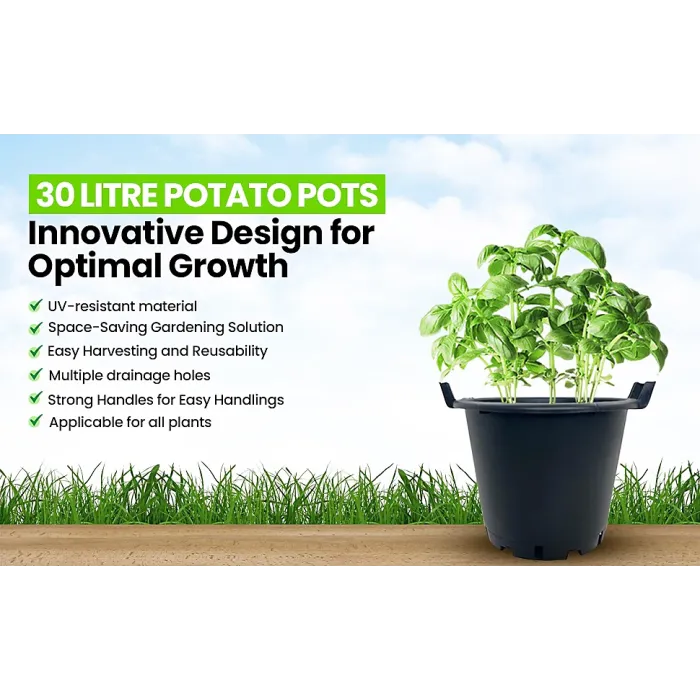 4 x Heavy Duty 30L Large Garden Plant Pots Potato Containers Buckets (Pack of 4) 30 Litre Plastic Planters for Outdoor Plants