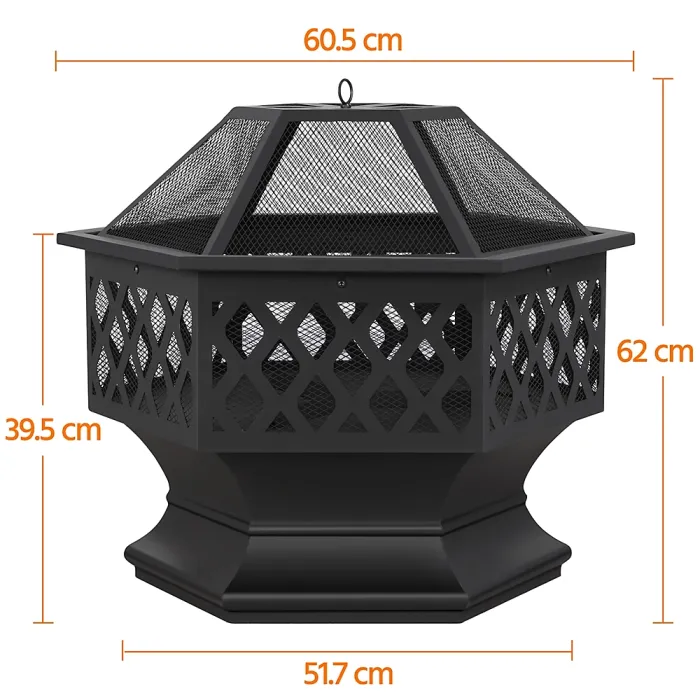 Yaheetech Heavy Duty Hex Fire Pit with Mesh Poker Sides